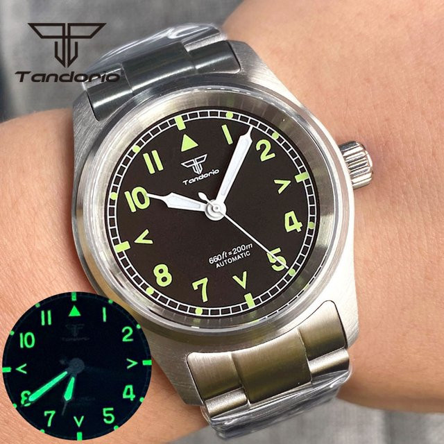Tandorio Fliegeruhr, Automatik, Edelstahl, Saphirglas, 36 mm, Unisex - Bild 1