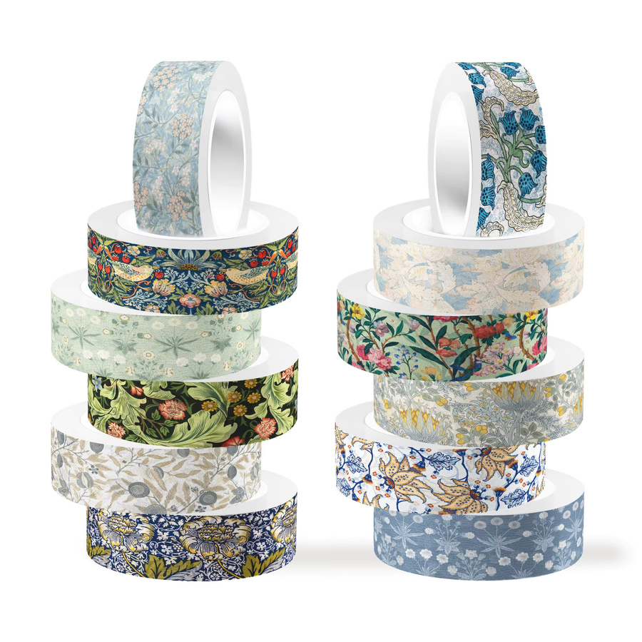 12 Rollen Retro Vintage Blumen Washi Tape Set aus Papier in Multicolour für Scrapbooking und DIY Bastelarbeiten - Bild 4