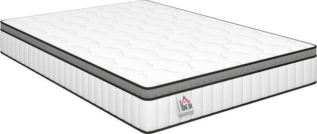 Aosom HOMCOM Hybrid-Matratze mit 7-Zonen-Taschenfederkern und kühlendem Gel Memory-Schaum, Weiß, B/T/H: 140 x 190 x 20 cm - Bild 1