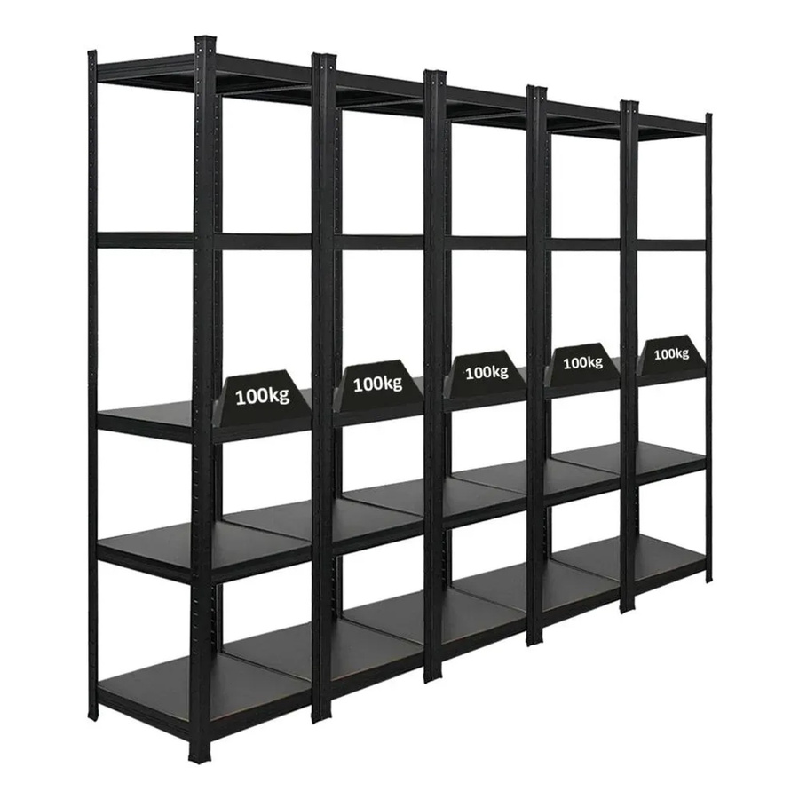 PROREGAL Ragnar All Black Series Schwerlastregal Set aus 5 Stück, Farbe: Matt Schwarz, H x B x T: 180 x 45 x 45 cm - Bild 2