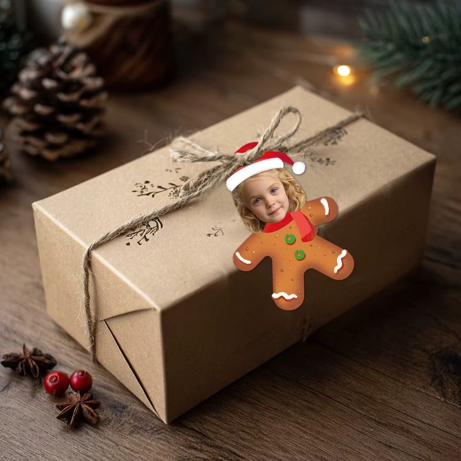 Personalisierter Weihnachtsanhänger von WEIGAO mit Lebkuchenmuster und individuellem Gesichtsfoto zur Snack-Dekoration - Bild 2