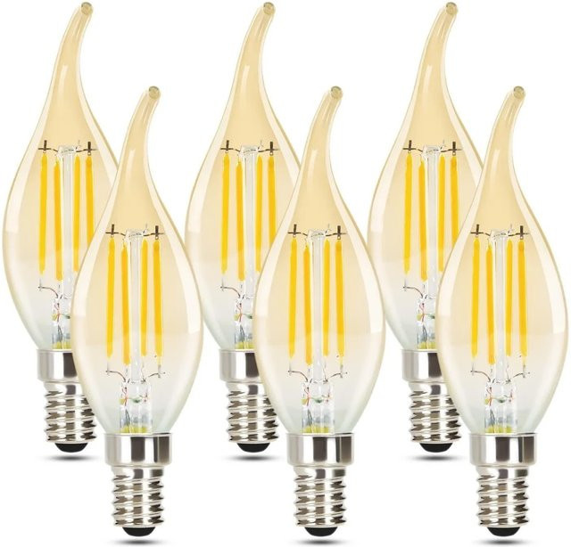 NETTLIFE LED Leuchtmittel Set aus Glas, Retro Filament Kerzenform, E14, Warmweiß, Transparent, 6er-Pack - Bild 1