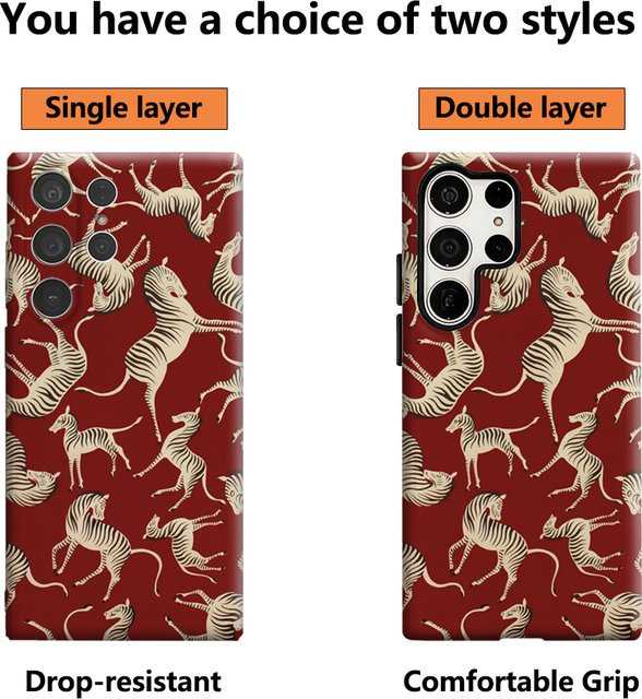 Handyhülle mit Zebra-Print für Samsung Galaxy S25 Ultra, S24 und S23 Ultra Plus in Multicolour mit glänzender doppellagiger Rückseite - Bild 1