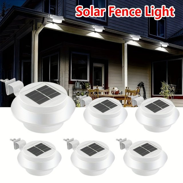 XIWANGFIRE Solar-LED-Wandleuchten in Weiß für Außenbereich, Veranda und Zaun, wasserdicht mit integrierter LED - Bild 1