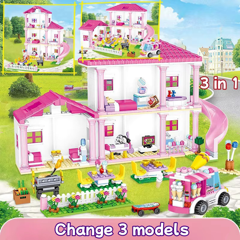 HUATEC 3in1 Mädchen Haus Villa Bausteine DIY Set in Multicolour - Bild 2