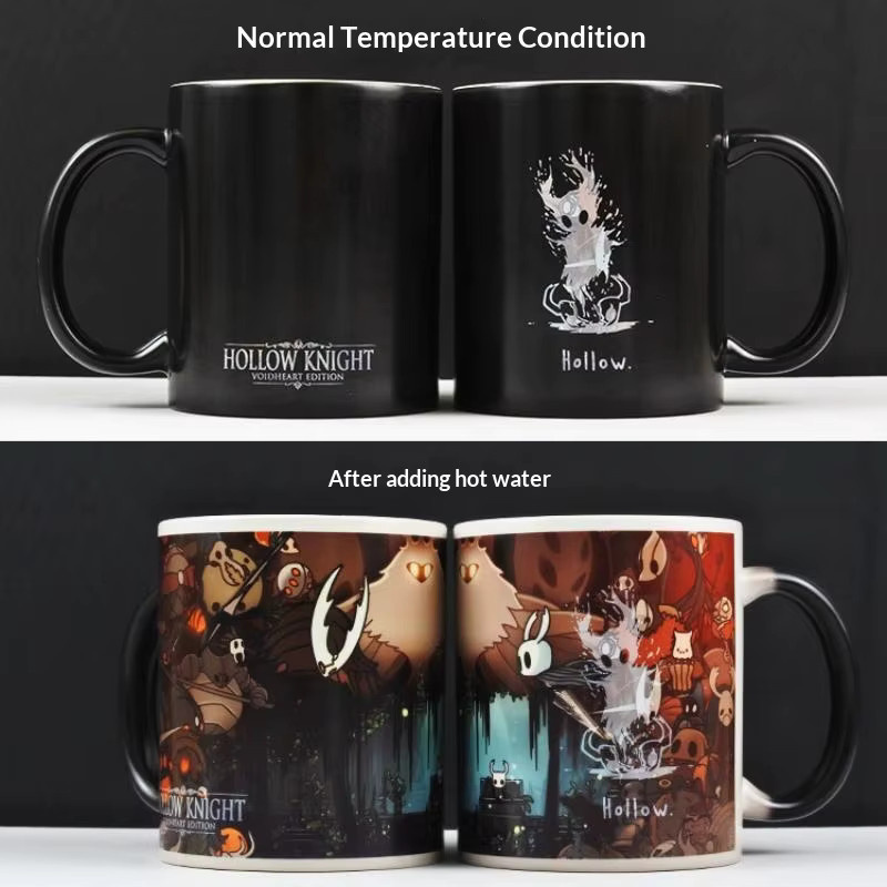 Hollow Knight Wärmeempfindliche Farbwechsel-Tasse aus Keramik in Schwarz mit doppelseitigem Muster von Bandai - Bild 2