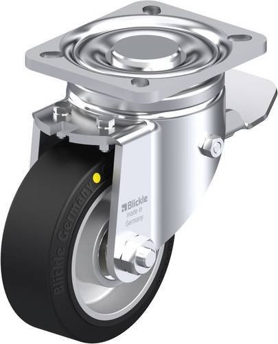 Blickle Lenkrolle LH-ALEV 100K-1-ST-EL mit Feststeller in Schwarz und Silber, Rad-Durchmesser: 100 mm, Tragfähigkeit: 200 kg - Bild 1