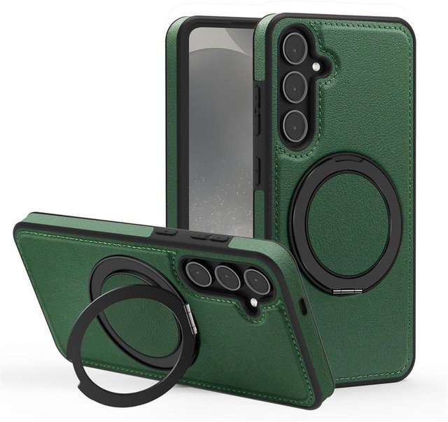 Magnetische Leder-Handyhülle mit drehbarem Ständer für Samsung Galaxy S26 S25 S24 S23 S22 Ultra FE Plus in Grün - Bild 1