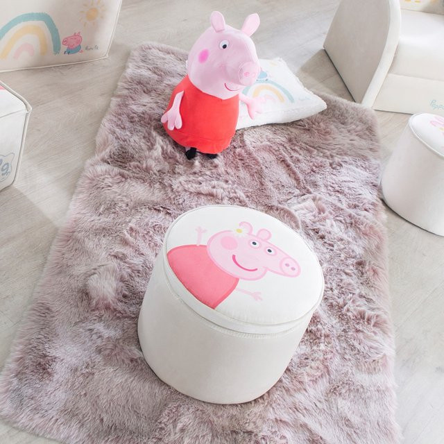 Roba Kinderhocker Peppa Pig rund mit Samtbezug in Weiß, B/T/H: 33 x 33 x 27 cm - Bild 1