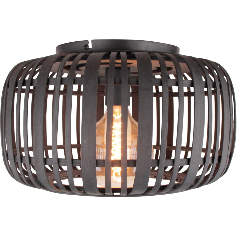 Brilliant Woodrow Deckenleuchte und Wandleuchte aus Holz in Braun und Schwarz, Durchmesser: 40 cm, E27, LED-geeignet - Bild 2