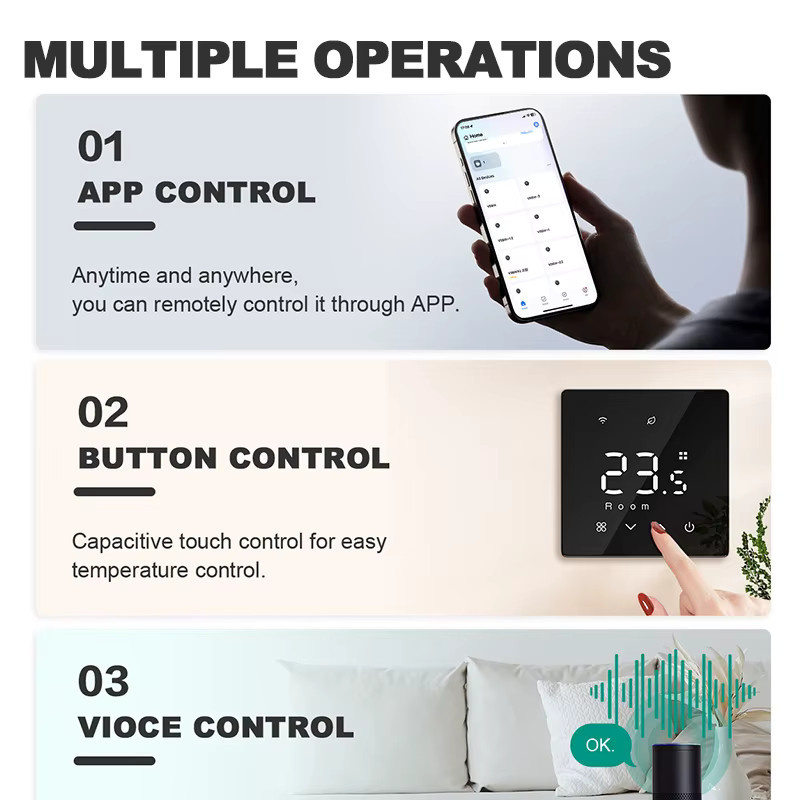 EZAIOT WLAN Smart Thermostat für Gasheizkessel, Tuya WiFi Temperaturregler in Schwarz mit App-Steuerung und Smart Home Integration für Alexa und Google Home - Bild 3