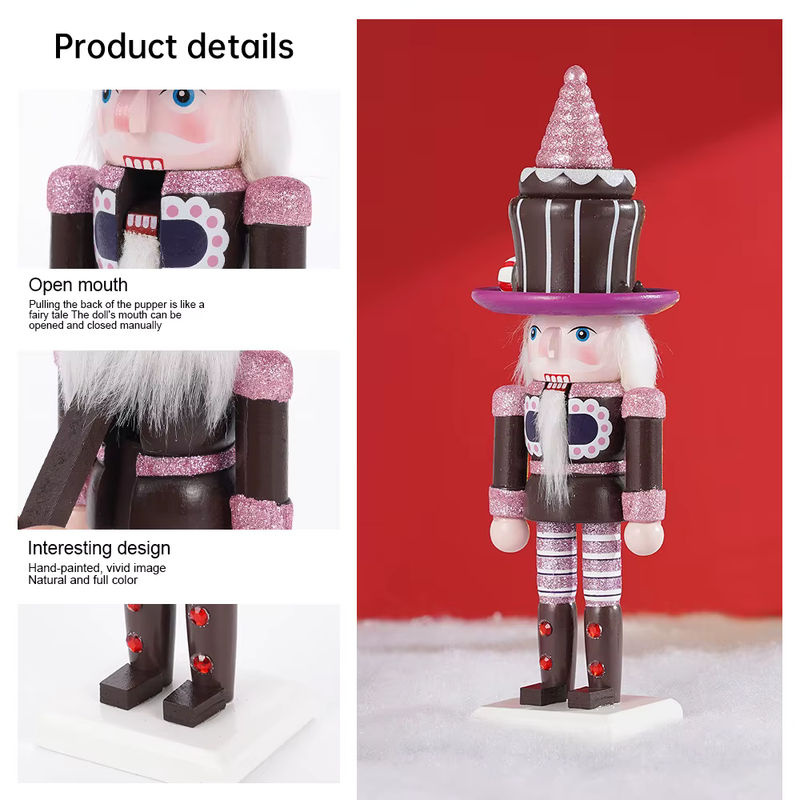 Klassischer Nussknacker Soldat aus Holz als Weihnachtsdekoration und Desktop-Ornament in Weiß und Mehrfarbig - Bild 4