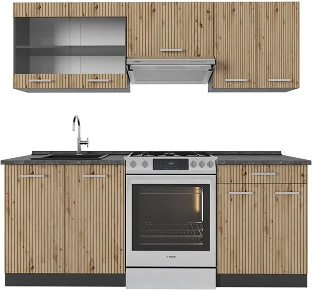 Vicco R-Line Küchenzeile Artisan Eiche und Anthrazit, Breite: 200 cm - Bild 1