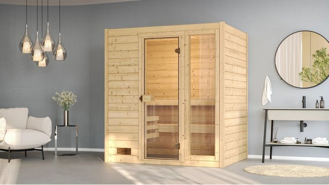 WEKA Massivholzsauna Valida 2 aus Fichtenholz in Braun, B/H/T: 189 x 203,5 x 139 cm - Bild 1
