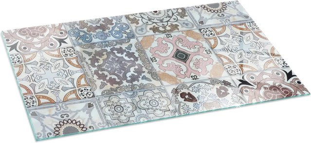 Tulup Glasplatte für Kaminöfen mit Mosaikmuster in Grau, B/H: 140 x 70 cm - Bild 1