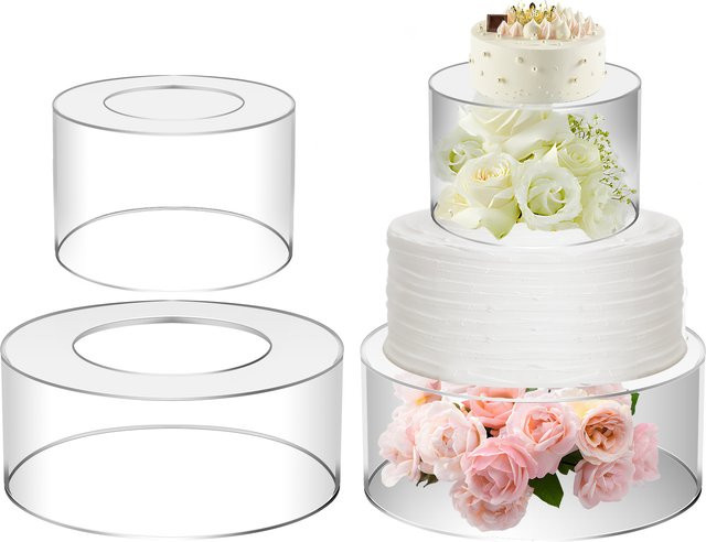 Willstar 2er Set Acryl Kuchen Display Board Transparent, Runde Kuchenständer für Hochzeit und Geburtstag, Durchmesser: 25,0 cm, Höhe: 3,0 cm - Bild 1