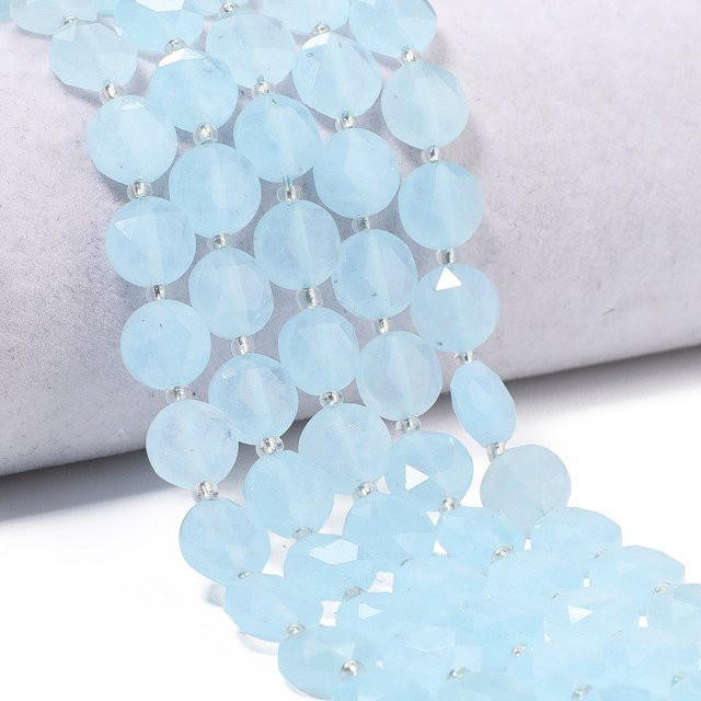 AOHAYOOMQ Münzperlen, blauer Aquamarin, 10x5mm, Unisex - Bild 1