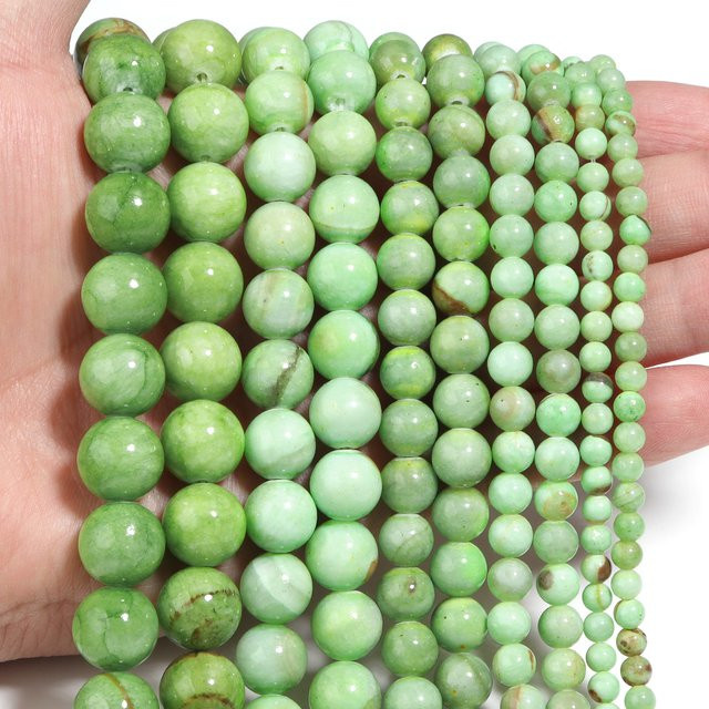 Jade Perlen, Grün, Streifen, Runde Perlen, DIY Halskette Armband Zubehör - Bild 1