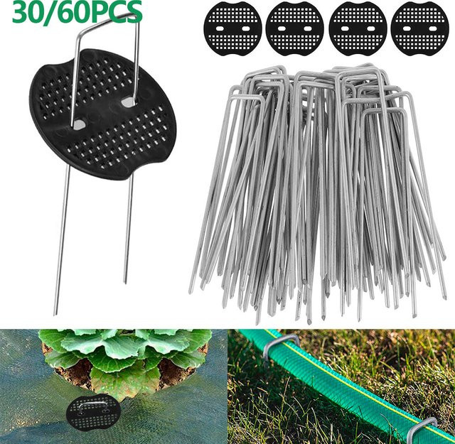 Garten U-förmige Landschaft-Heftklammern aus Metall in Schwarz oder Silber zur Sicherung von Unkrautvlies und Bodennetzen - Bild 1