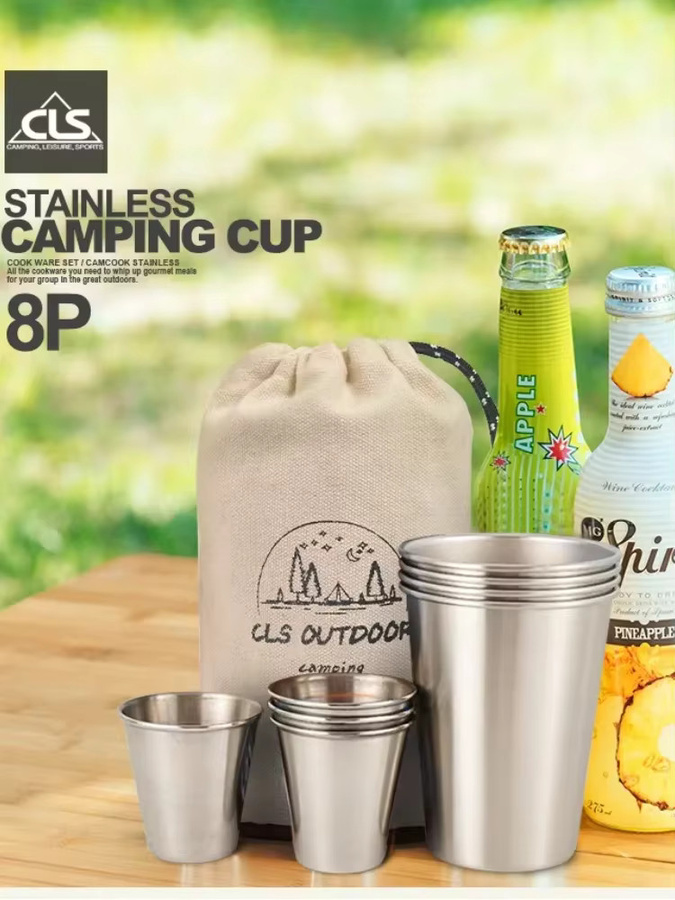 CLS Outdoor-Becher-Set aus 304 Edelstahl in Weiß und Silber für Camping und Picknick - Bild 4