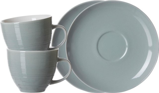 Ritzenhoff & Breker Kaffeetassen mit Untertassen Suomi, 2er Set, Grau, 260 ml pro Tasse - Bild 1