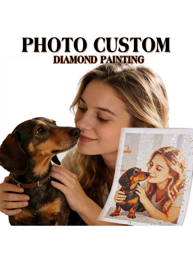 HUACAN Diamant-Mosaik 5D Set mit personalisiertem Foto in Mehrfarben mit runden Perlen - Bild 5