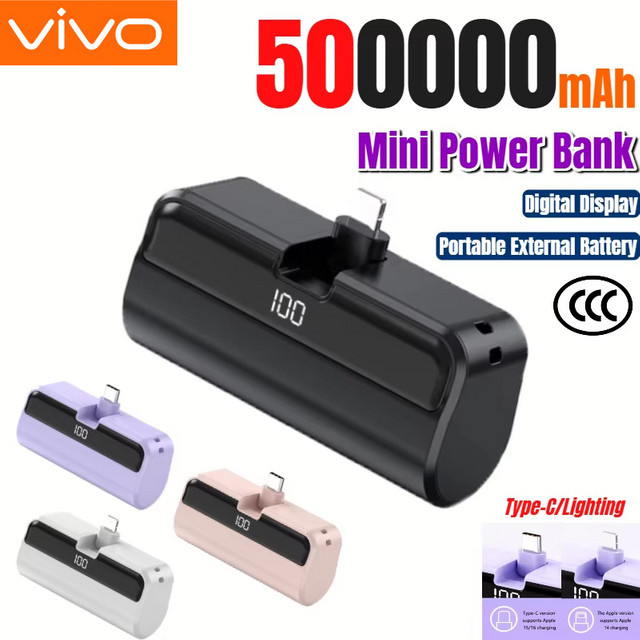 VIVO Power Bank mit 500000 mAh Kapazität in Lila, tragbare Mini externe Batterie mit Super Fast Charging für Huawei, Samsung und iPhone - Bild 1