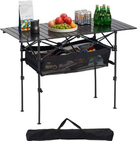 VEVOR Klapptisch aus Aluminiumlegierung in Schwarz, rechteckiger Camping- und Gartentisch mit verstellbarer Höhe, B/T/H: 120 x 50 x 55 cm - Bild 1