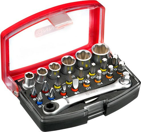 Connex Bit- und Steckschlüsselsatz mit 1/4 Zoll Universal-Magnethalter aus Edelstahl, silberfarben - Bild 1