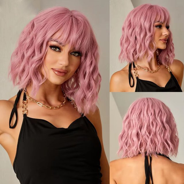 CharmSource Perücke, Rosa, kurze Wellen, Synthetik, Damen - Bild 1