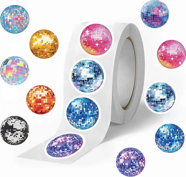 500 Stück Cartoon Disco Aufkleber als buntes Klebeband für DIY-Projekte, Umschläge und Gepäck, Multicolor - Bild 1
