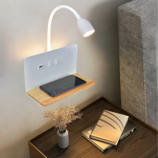 YooE Minimalistische Wandlampe in Weiß für Schlafzimmer, Wohnzimmer und Arbeitszimmer - Bild 1