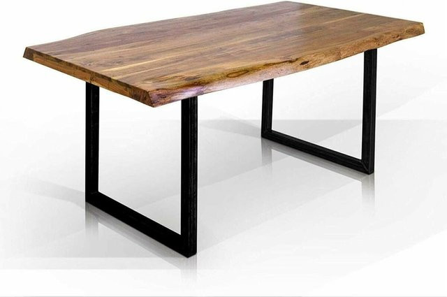 Sedex Bellary Esstisch aus Akazienholz mit U-Untergestell in Schwarz/Natur, B/T/H: 180 x 90 x 76 cm - Bild 3