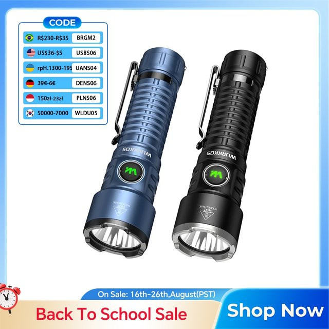 Wurkkos TS28 EDC Taschenlampe Blau mit 3200 Lumen und wiederaufladbarem 21700-Akku - Bild 1