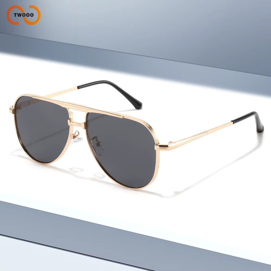 TWOOO Aviator Sonnenbrille, Vollrand, Metall, Gold, Unisex - Bild 2