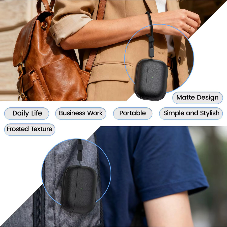 Leder Schutzhülle für Apple AirPods Pro 3 mit Lanyard in Schwarz oder Grün - Bild 5