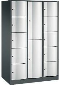 C+P Kombi-Schließfachschrank Resisto mit 3 Abteilen und 12 Fächern, Anthrazitgrau/Lichtgrau, B/T/H: 114,8 x 64,0 x 195,0 cm - Bild 1