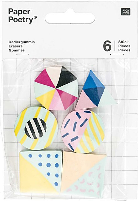 Rico Design Paper Poetry Radiergummis bunt im 6er Set - Bild 1
