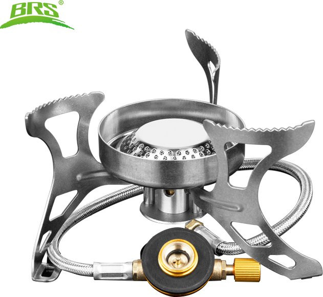 BRS-51 Split Camping Gasherd 3240W Faltbarer Outdoor Gasbrenner für Propan und Butan in Silber - Bild 1