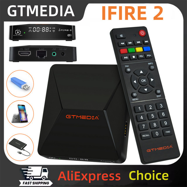 GTMEDIA Ifire2 1080P FHD TV Box Set Top Box mit M3U Decoder, H.265 HEVC 10bit, 2,4G Wifi und Ethernet in Schwarz - Bild 1