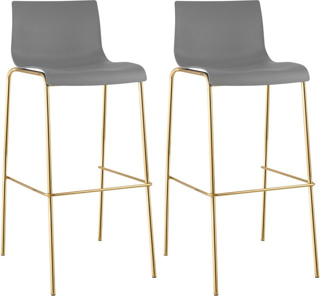 CLP Barhocker 2er Set Hover stapelbar mit Fußablage, Barstuhl mit Kunststoff-Sitz und Metallgestell in Goldoptik - Bild 1