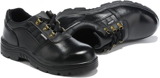 Avant-garde Arbeitsschuhe aus Leder in Schwarz, verschleißfeste Stahlkappenschuhe mit Durchtrittschutz und rutschfester Sohle, Größe 46 - Bild 1