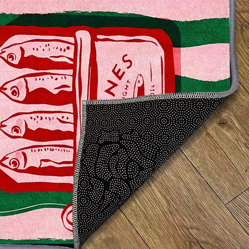 VIKAMA Kreative Matte mit Sardinen-Druck in Dosen, rutschfest, schmutzabweisend und waschbar, rechteckiger Teppich in Multicolour, B/T: 60 x 40 cm - Bild 2