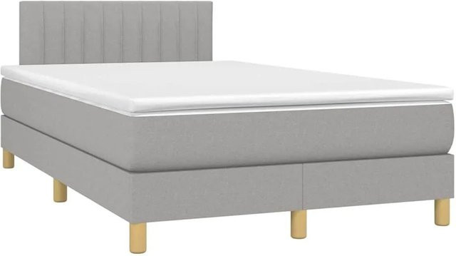 vidaXL Boxspringbett mit Matratze in Hellgrau, Hybridbett mit LED-Unterbettbeleuchtung und USB-Ladeanschluss, B/T: 120 x 190 cm - Bild 1