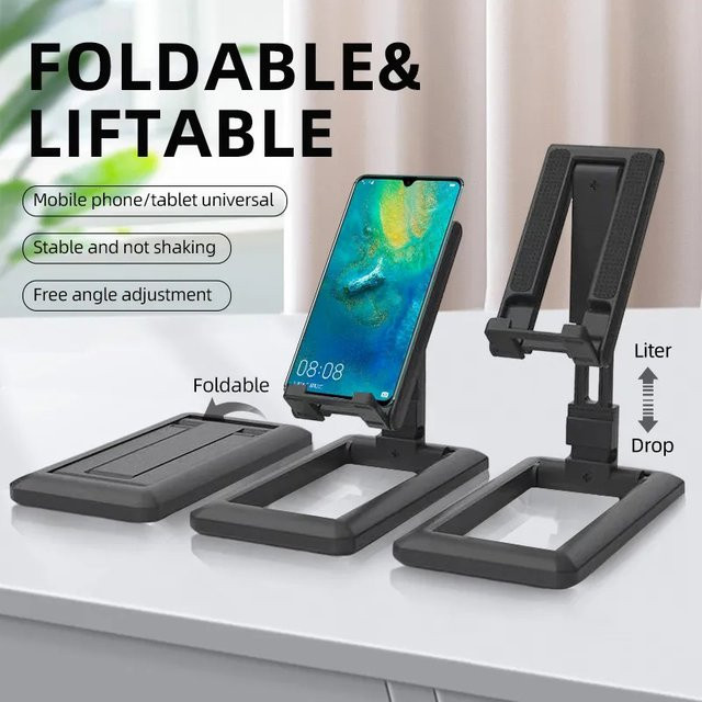 AILEHKUO Faltbarer Tablet- und Handyhalter für iPad, iPhone und Samsung, Verstellbarer Schreibtisch-Telefonständer und Smartphone-Ständer in Schwarz oder Grün - Bild 1