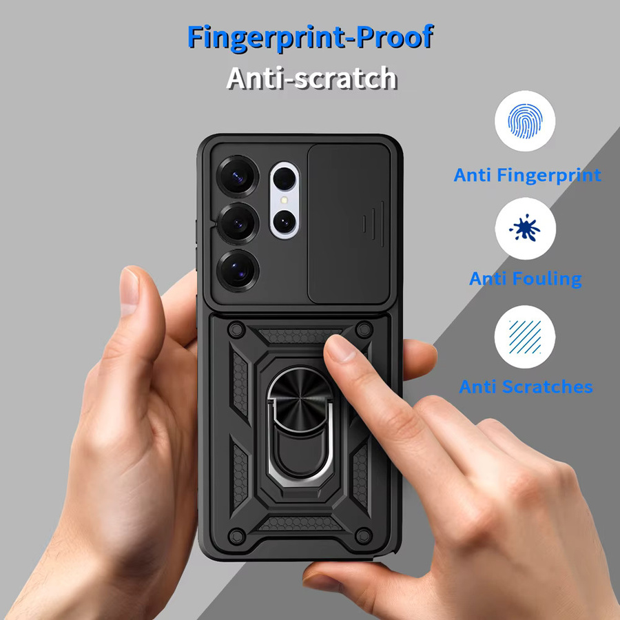 Samsung Galaxy S26 S25 S24 S23 Ultra Plus Schutzhülle mit magnetischem Ring-Ständer und Kameraschutz in Schwarz oder Silber - Bild 4