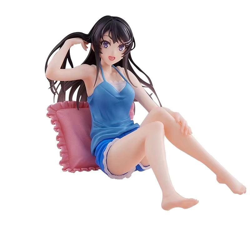 Bandai Anime Figur Sakurajima Mai in blauen Hosenträger Shorts als PVC Sammelmodell zur Dekoration, Höhe: 9 cm - Bild 3
