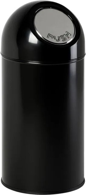 PROREGAL Klassischer Abfallbehälter mit Pushdeckel aus Metall, Schwarz, H x B x T: 67 x 31 x 31 cm - Bild 1