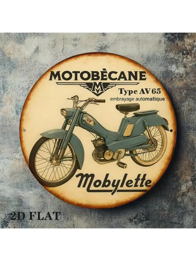 Vintage Französisches Motorrad Metall-Wandschild CIFBUY Retro MotoBécane Blechposter für Garage und Bar, Mehrfarbig, Breite: 20,32 cm, Höhe: 20,32 cm - Bild 4