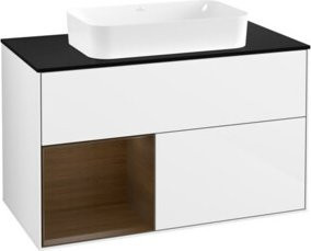 V&B Finion Waschtischunterschrank mit Wandbeleuchtung, Farbe: Weiß lackiert, Breite: 100 cm - Bild 1